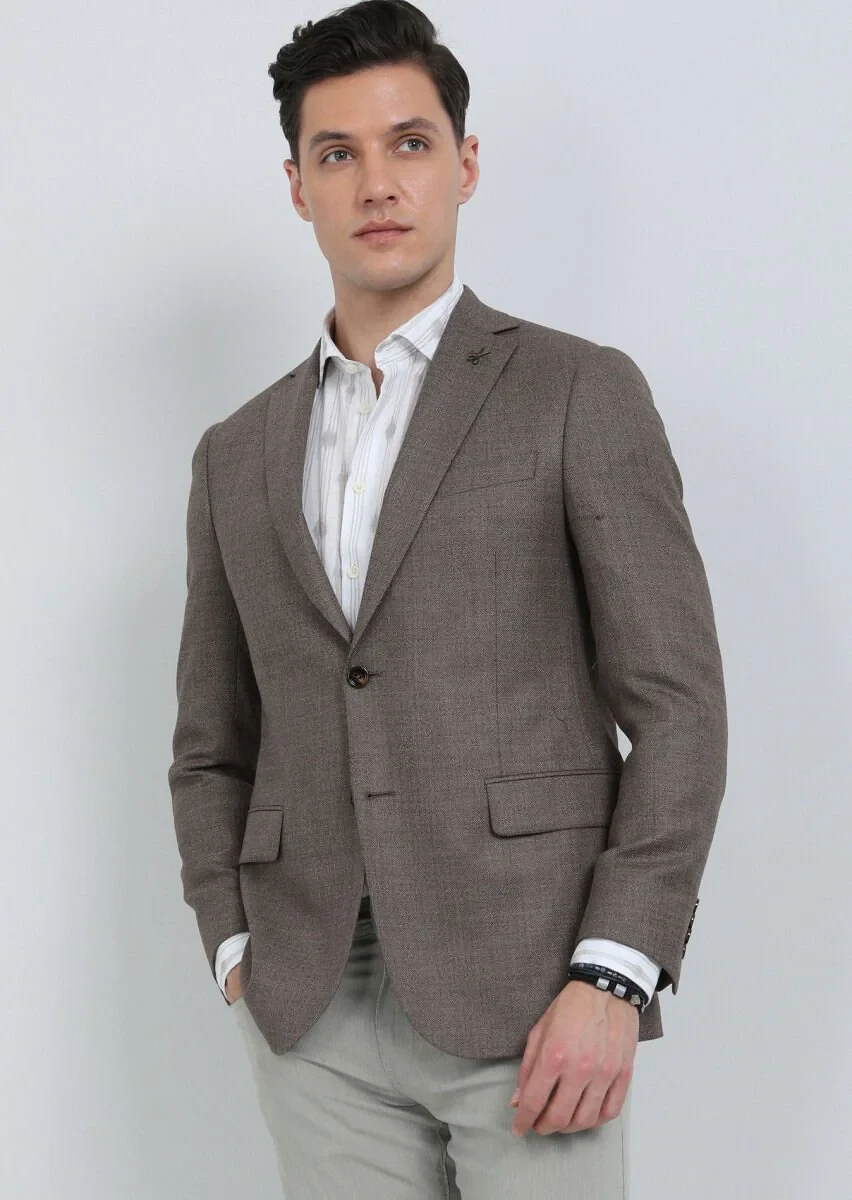 Mink Micro Regular Fit 100% Wool Jacket - 3