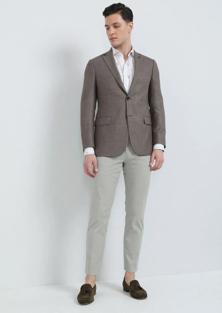 Mink Micro Regular Fit 100% Wool Jacket - 4