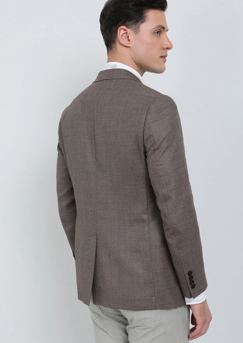 Mink Micro Regular Fit 100% Wool Jacket - 5