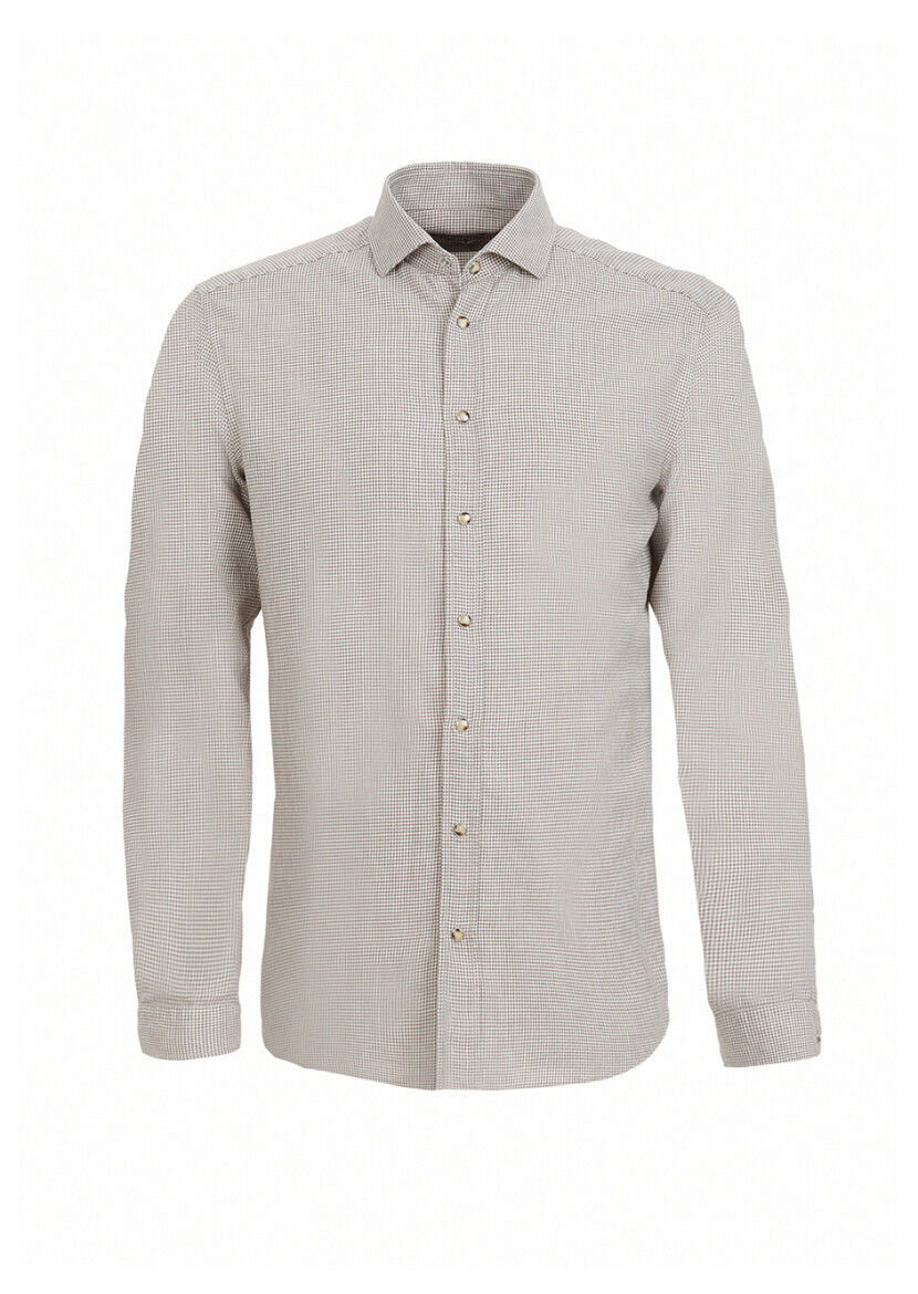 Mink Micro Regular Fit Long Weaving Casual 100% Cotton Shirt - 5