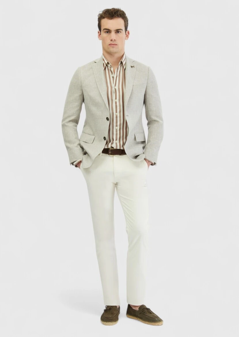 Mink Patterned Regular Fit Silk Blended Jacket - RAMSEY