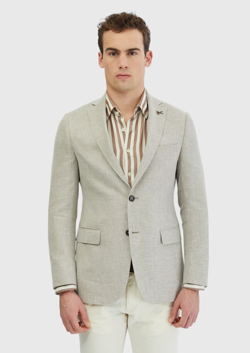 Mink Patterned Regular Fit Silk Blended Jacket - 1