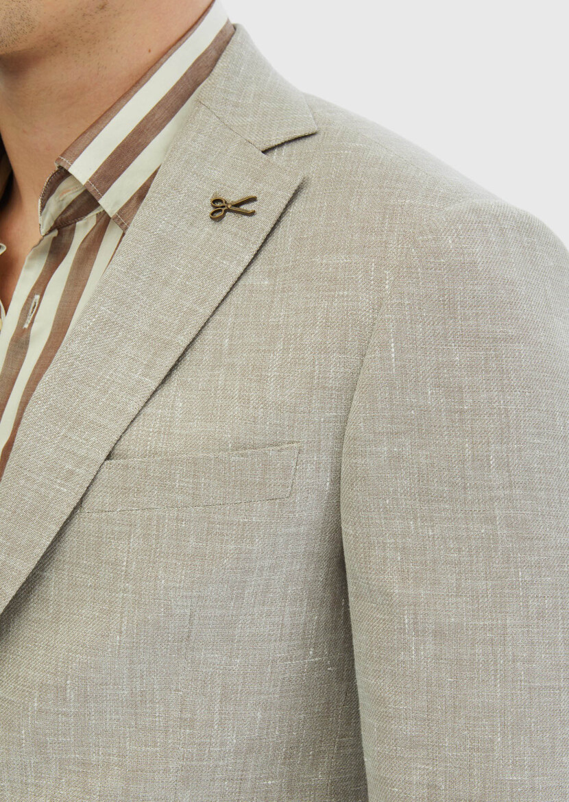 Mink Patterned Regular Fit Silk Blended Jacket - 4