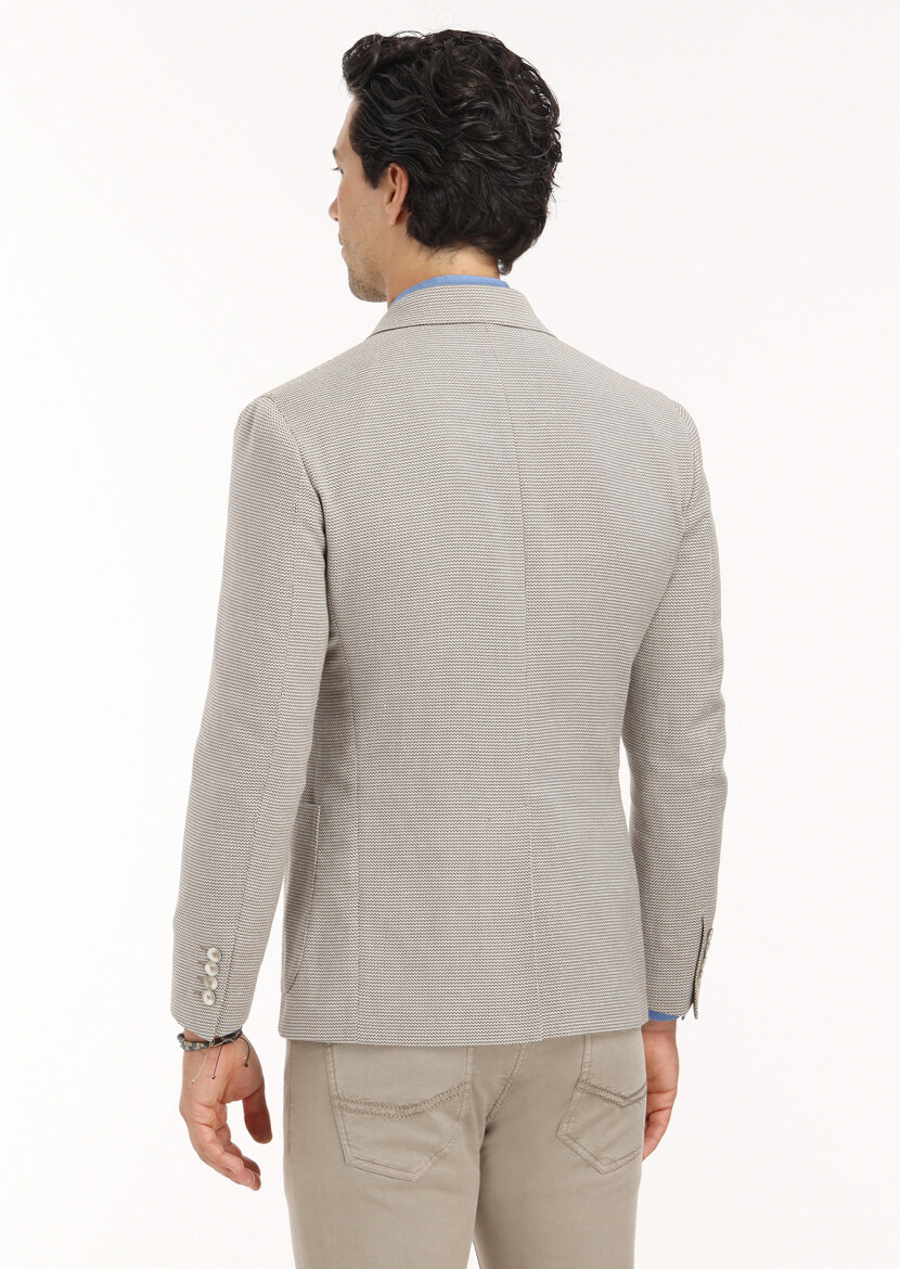 Mink Patterned Shirt Shoulder Slim Fit Silk Blended Jacket - 4