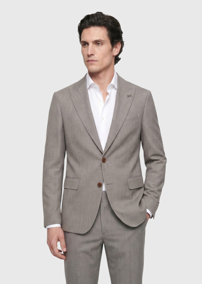 Mink Patterned Zeroweight Slim Fit Wool Blended Suit - RAMSEY