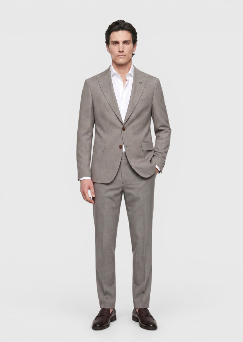 Mink Patterned Zeroweight Slim Fit Wool Blended Suit - 2