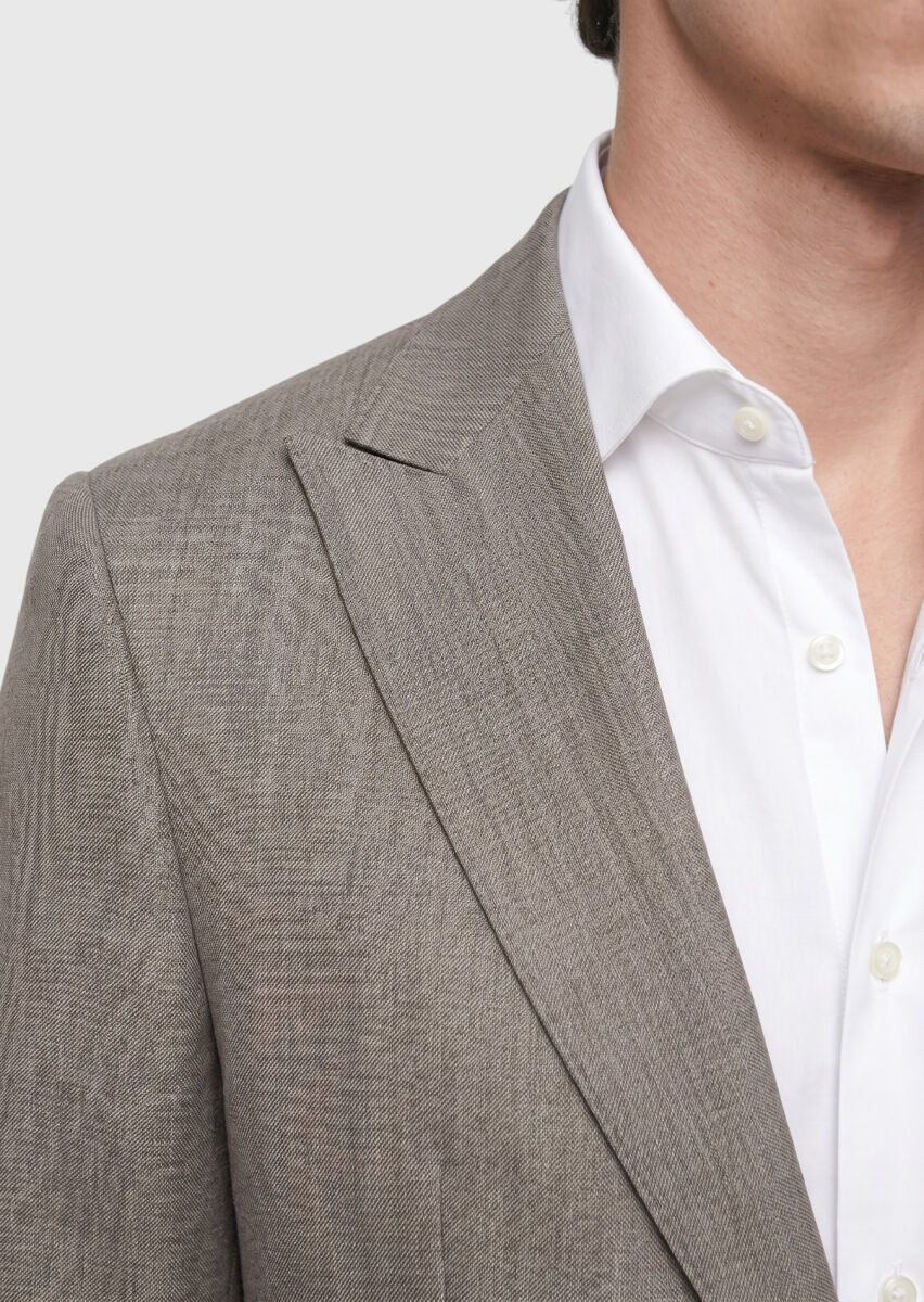 Mink Patterned Zeroweight Slim Fit Wool Blended Suit - 4