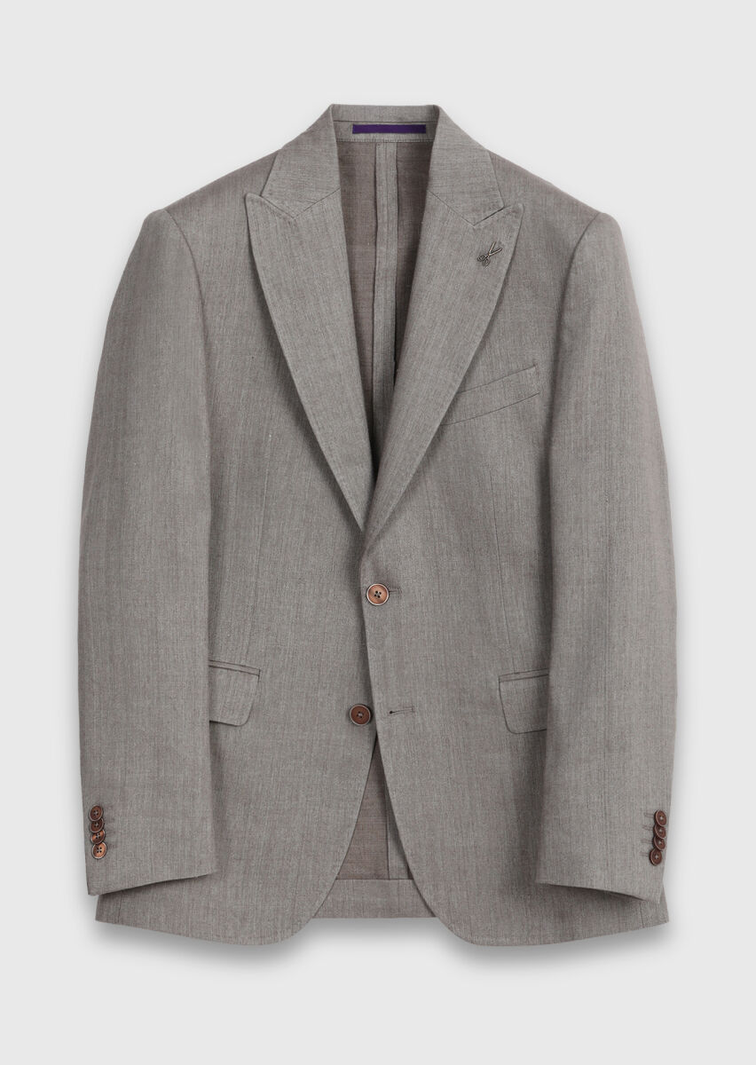 Mink Patterned Zeroweight Slim Fit Wool Blended Suit - 6