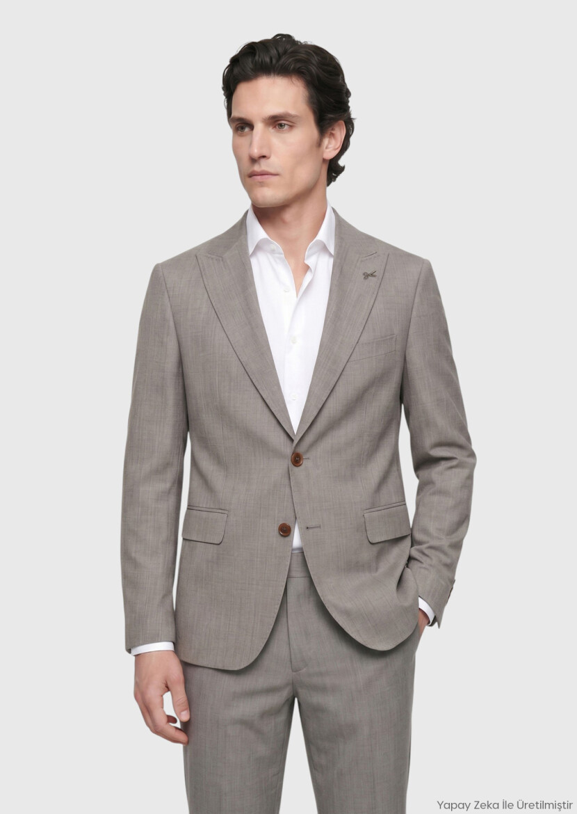 Mink Patterned Zeroweight Slim Fit Wool Blended Suit - RAMSEY