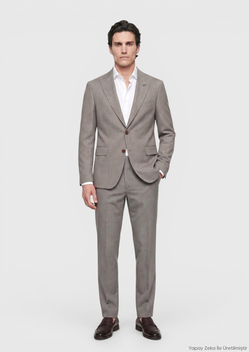 Mink Patterned Zeroweight Slim Fit Wool Blended Suit - RAMSEY