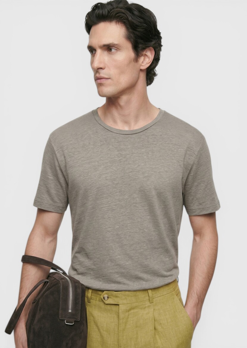 Mink Plain 100% Linen T-Shirt - RAMSEY