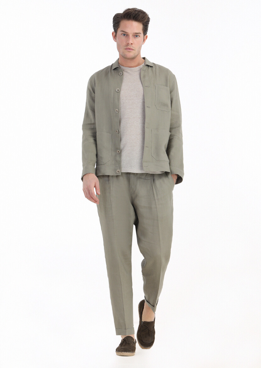 Mink Plain Casual Fit 100% Linen Suit 