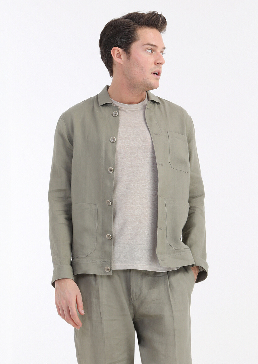 Mink Plain Casual Fit 100% Linen Suit - 2