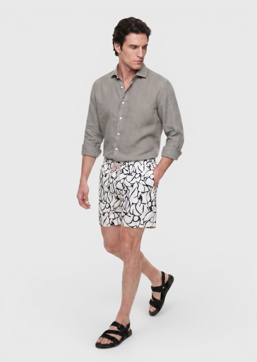 Mink Plain Casual Fit Long Weaving Casual 100% Linen Shirt - 4
