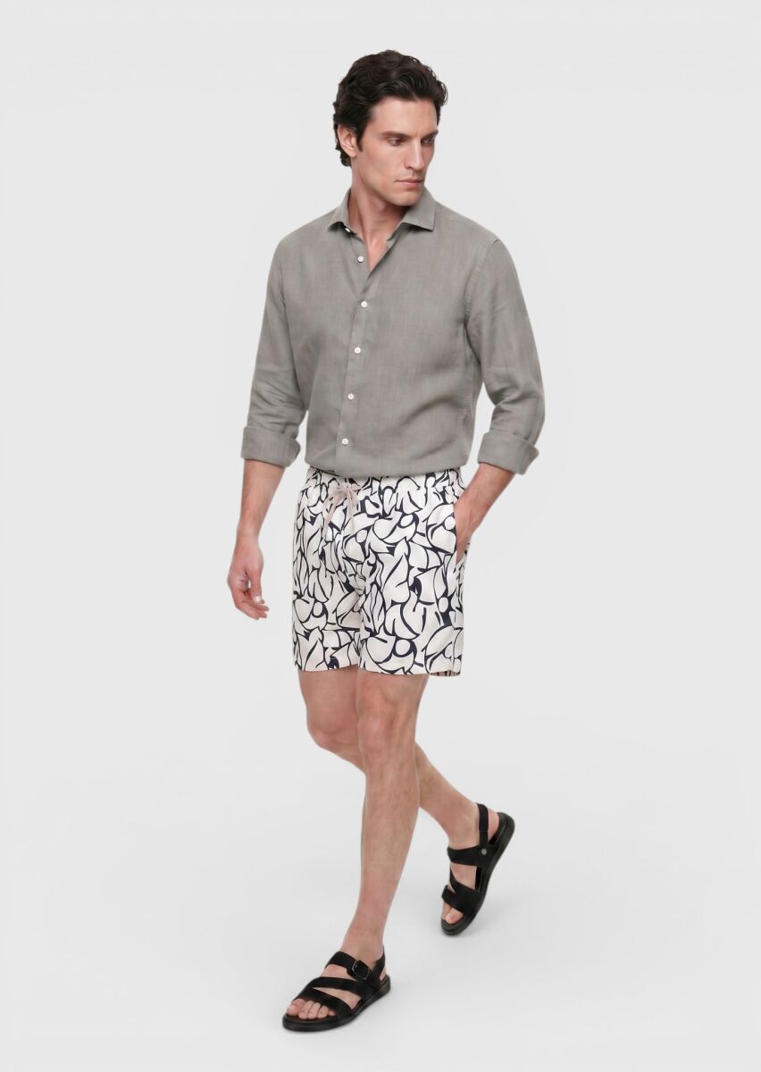 Mink Plain Casual Fit Long Weaving Casual 100% Linen Shirt - 4