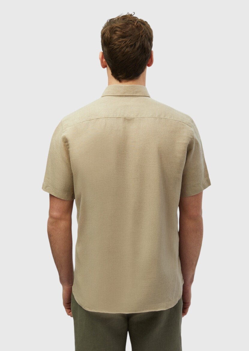 Mink Plain Casual Fit Weaving Casual 100% Linen Shirt - 5