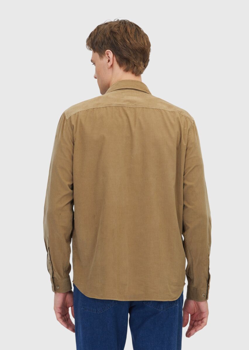 Mink Plain Long Weaving Casual 100% Cotton Shirt - 6