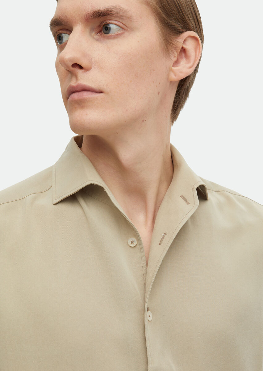 Mink Plain Regular Fit Long Weaving Casual Shirt - 3