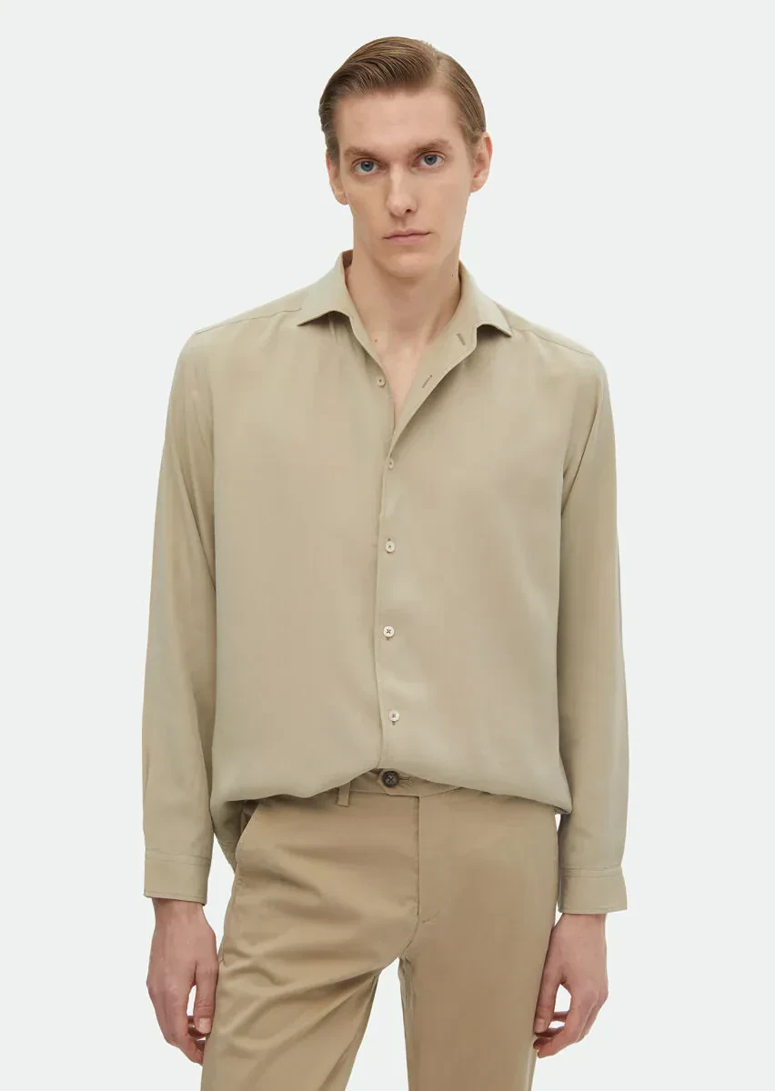 Mink Plain Regular Fit Weaving Casual Shirt - 2