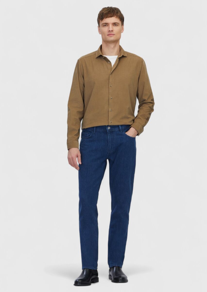 Mink Plain Weaving Casual 100% Cotton Shirt - 2