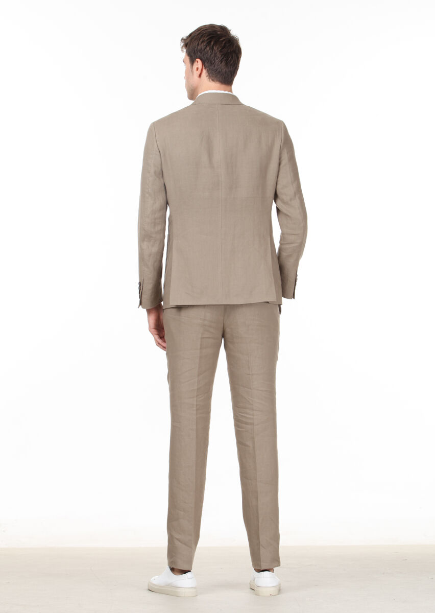Mink Plain Zeroweight Slim Fit 100% Linen Suit - 5
