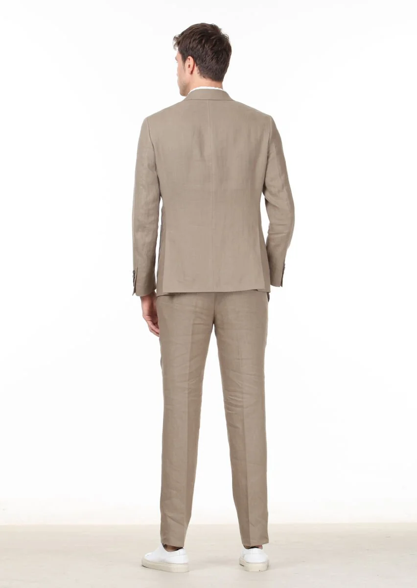 Mink Plain Zeroweight Slim Fit 100% Linen Suit - 5