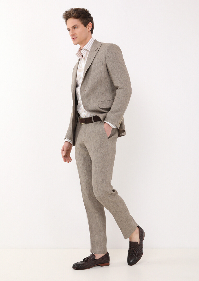 Mink Plain Zeroweight Slim Fit 100% Linen Suit - 4
