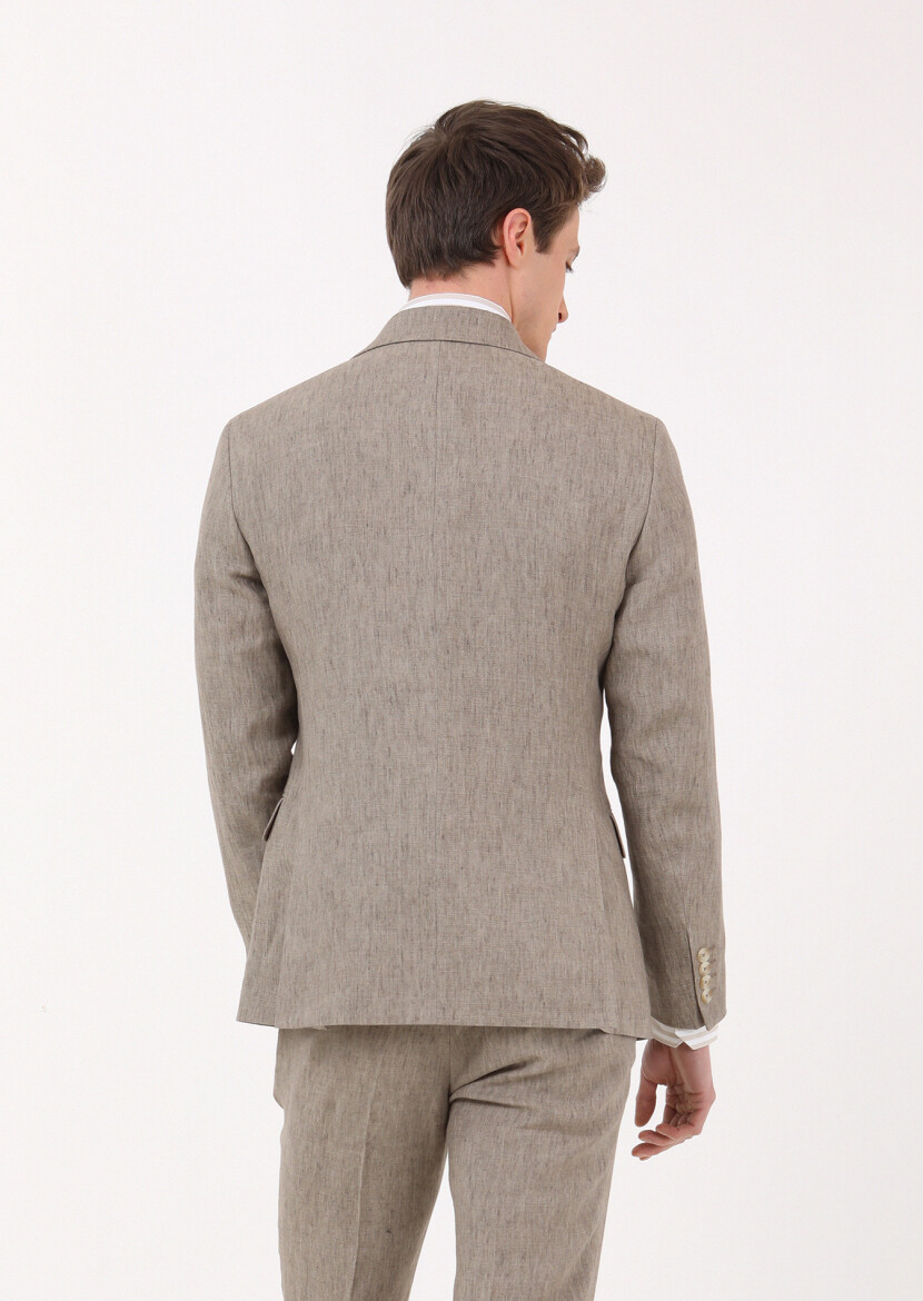 Mink Plain Zeroweight Slim Fit 100% Linen Suit - 5