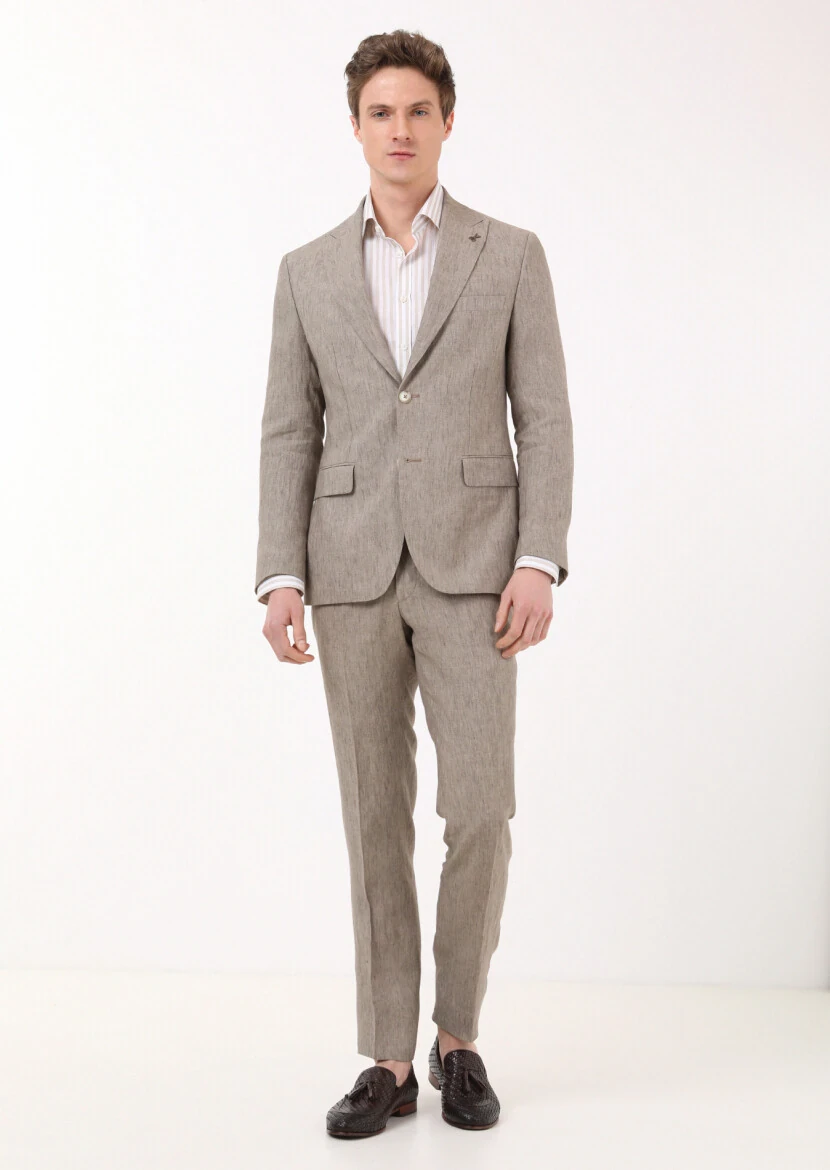 Mink Plain Zeroweight Slim Fit 100% Linen Suit - 1