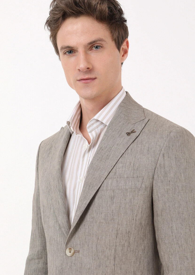 Mink Plain Zeroweight Slim Fit 100% Linen Suit - 3