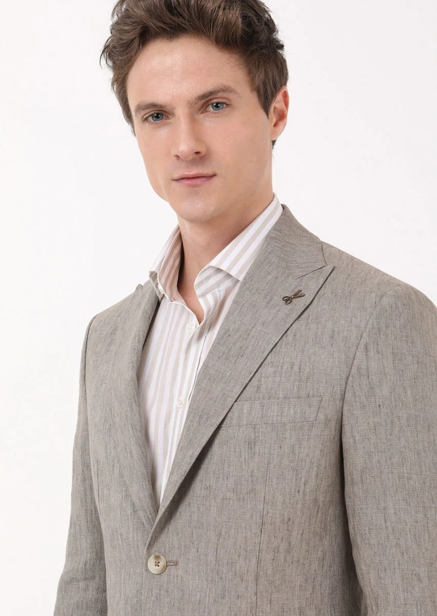 Mink Plain Zeroweight Slim Fit 100% Linen Suit - 3