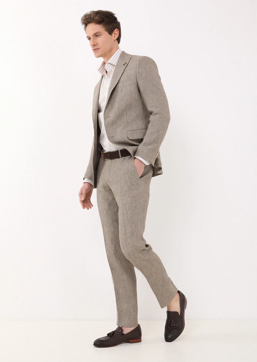Mink Plain Zeroweight Slim Fit 100% Linen Suit - 4