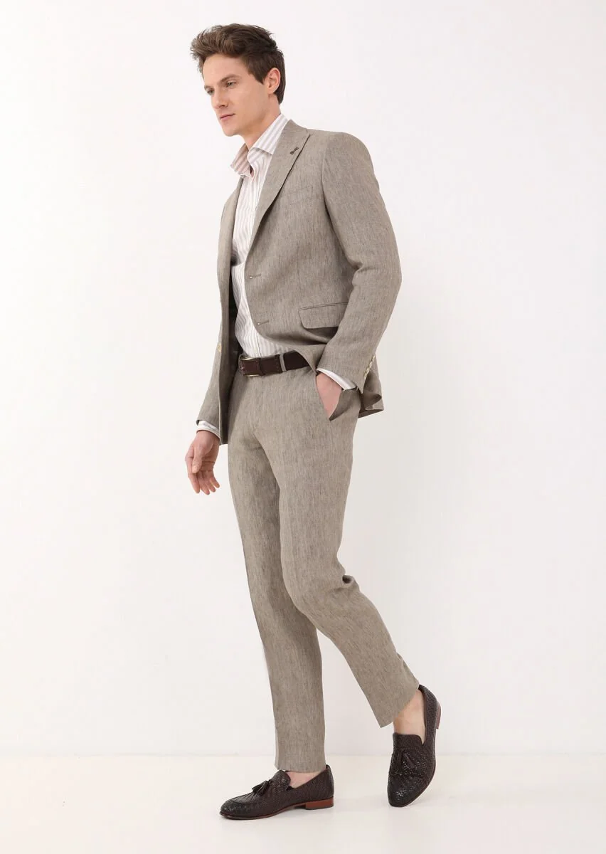 Mink Plain Zeroweight Slim Fit 100% Linen Suit - 4
