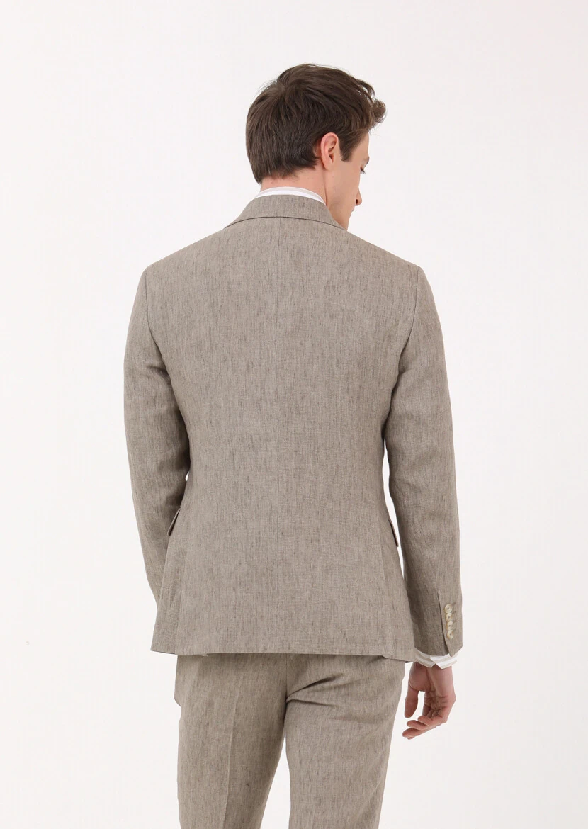Mink Plain Zeroweight Slim Fit 100% Linen Suit - 5