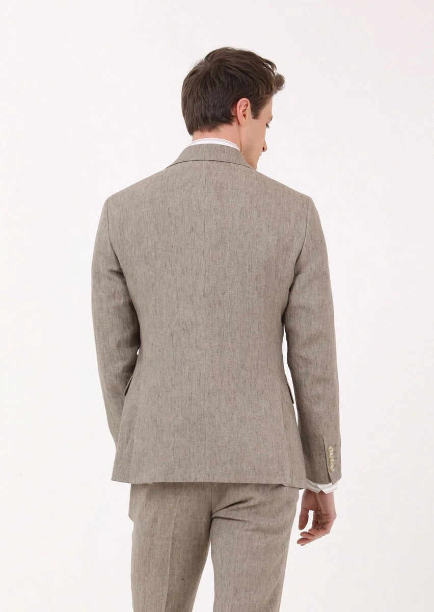 Mink Plain Zeroweight Slim Fit 100% Linen Suit - 5