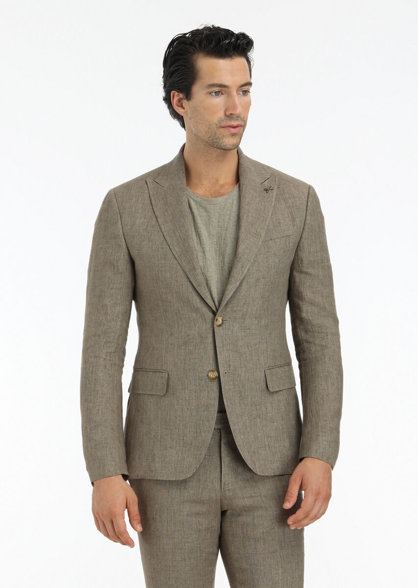Mink Plain Zeroweight Slim Fit 100% Linen Suit - 2