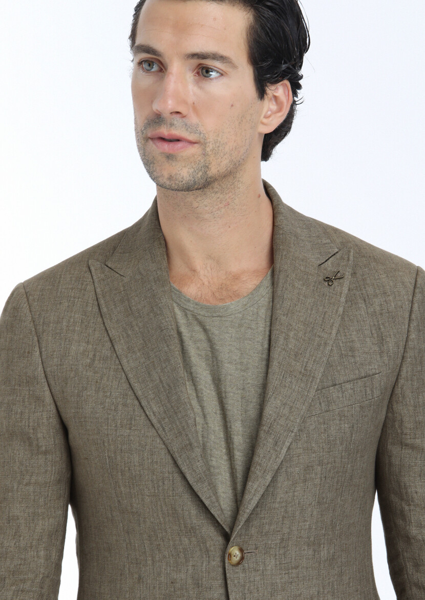 Mink Plain Zeroweight Slim Fit 100% Linen Suit - 4