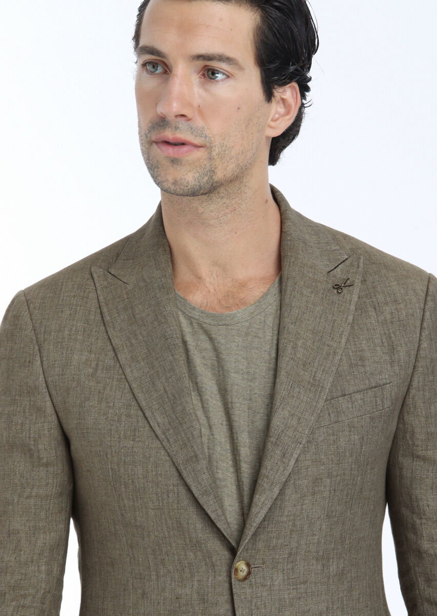 Mink Plain Zeroweight Slim Fit 100% Linen Suit - 4