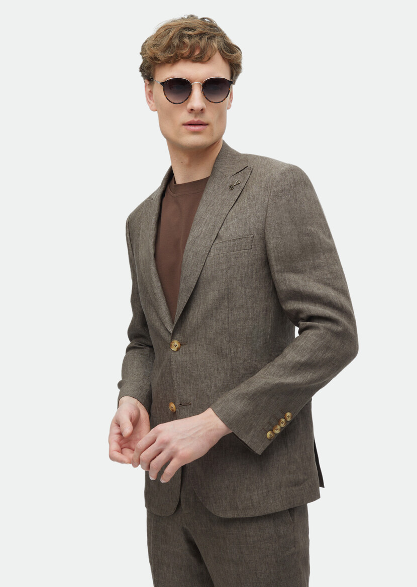 Mink Plain Zeroweight Slim Fit 100% Linen Suit - 3