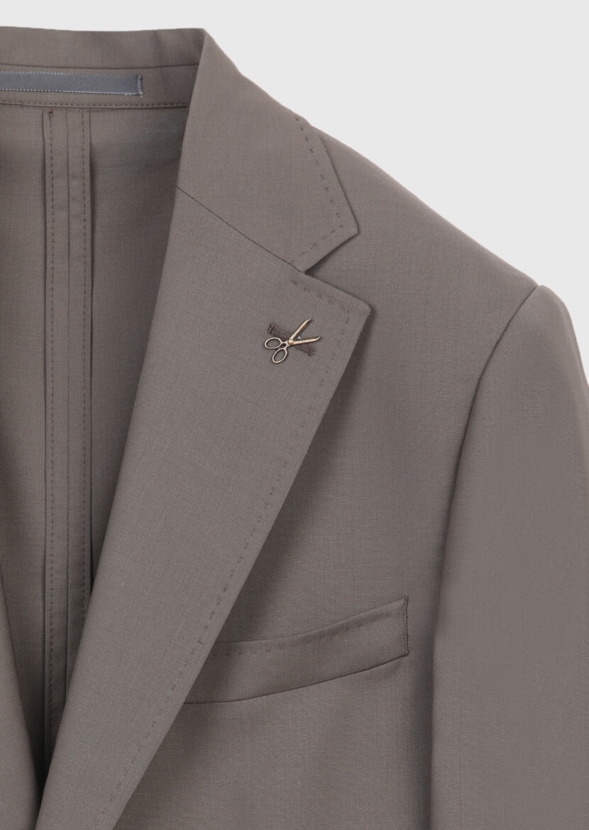 Mink Plain Zeroweight Slim Fit Wool Blended Suit - 6