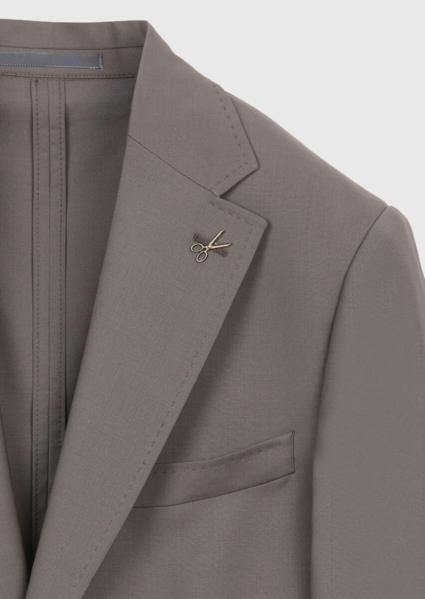 Mink Plain Zeroweight Slim Fit Wool Blended Suit - 6
