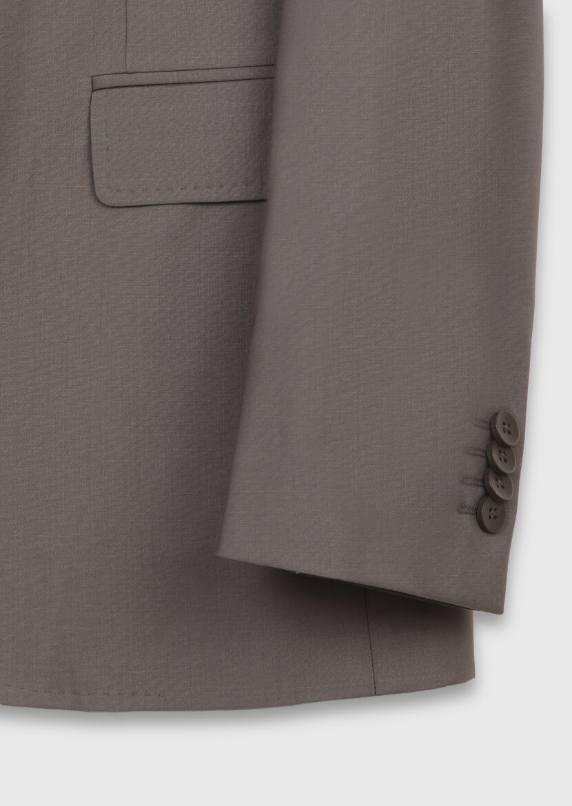 Mink Plain Zeroweight Slim Fit Wool Blended Suit - 7
