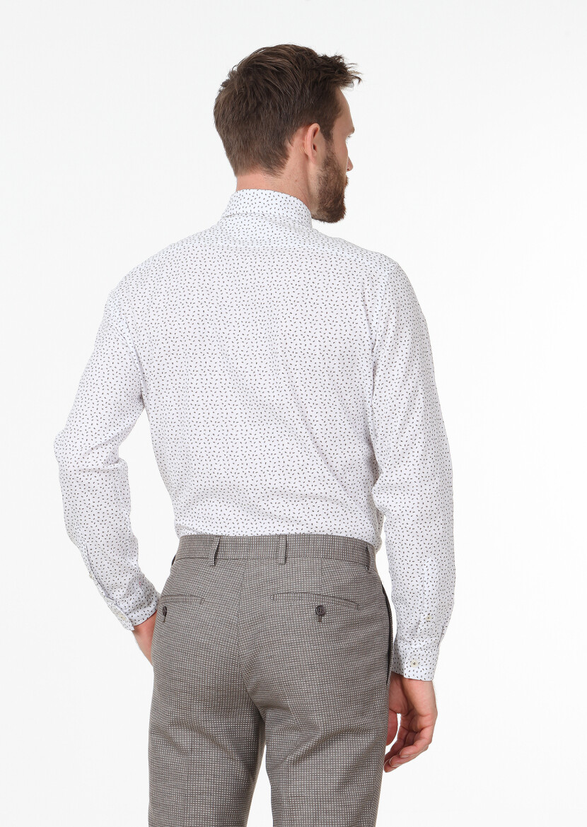 Mink Printed Regular Fit Long Weaving Casual 100% Cotton Shirt - 4