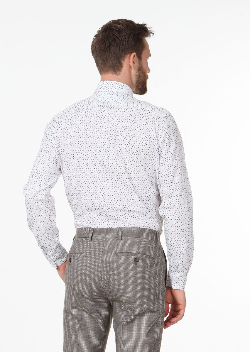 Mink Printed Regular Fit Long Weaving Casual 100% Cotton Shirt - 4