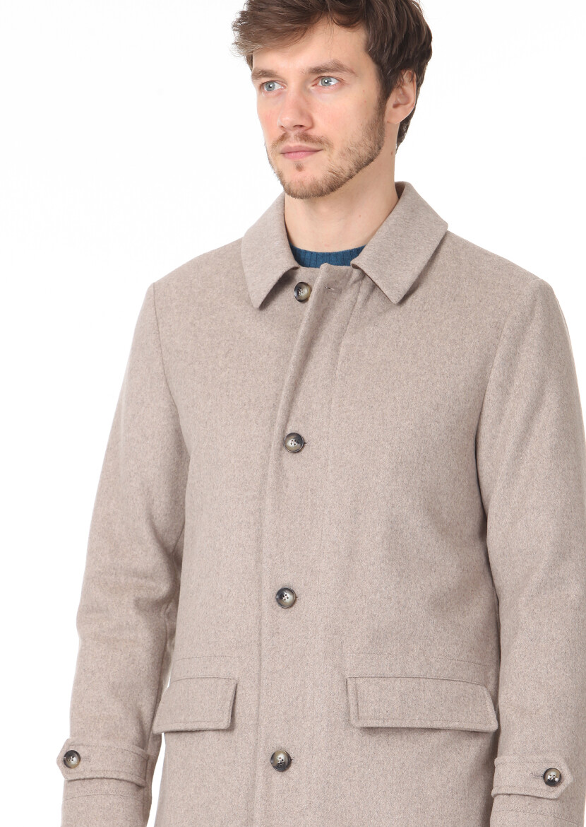Mink Regular Fit Butterfly Collar Casual Weaving Coat - 2