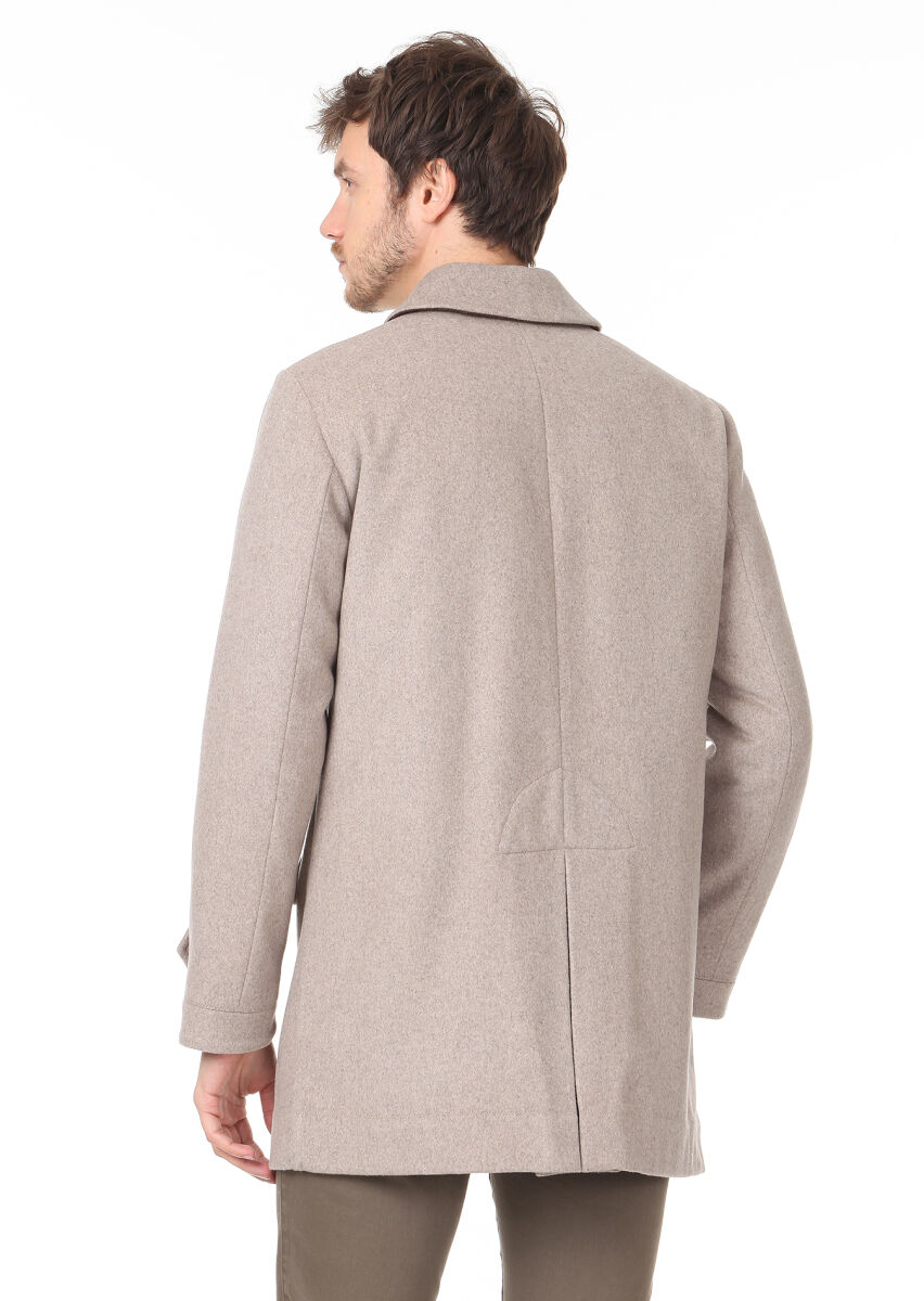 Mink Regular Fit Butterfly Collar Casual Weaving Coat - 5