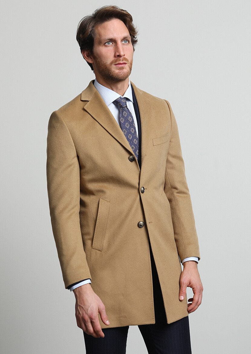 Mink Regular Fit Butterfly Collar Classical Weaving Overcoat - RAMSEY