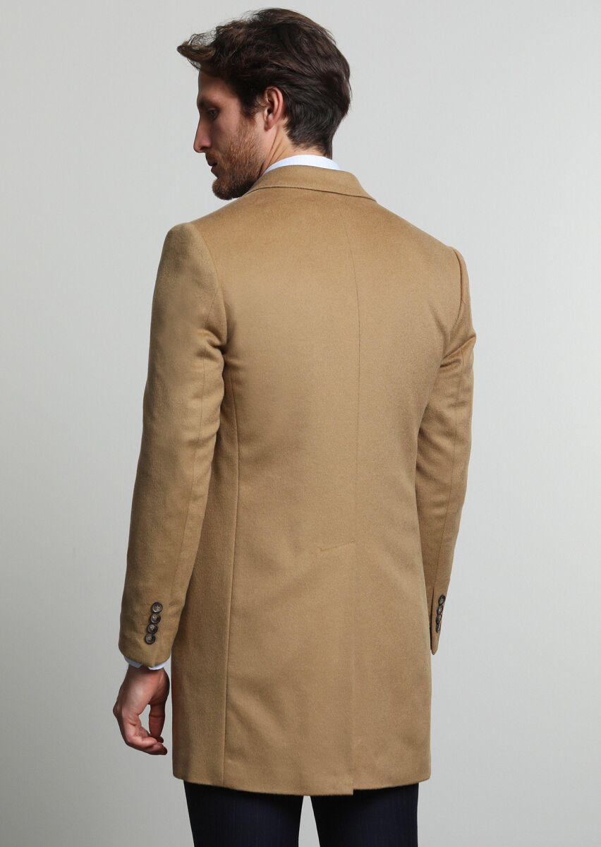 Mink Regular Fit Butterfly Collar Classical Weaving Overcoat - 3