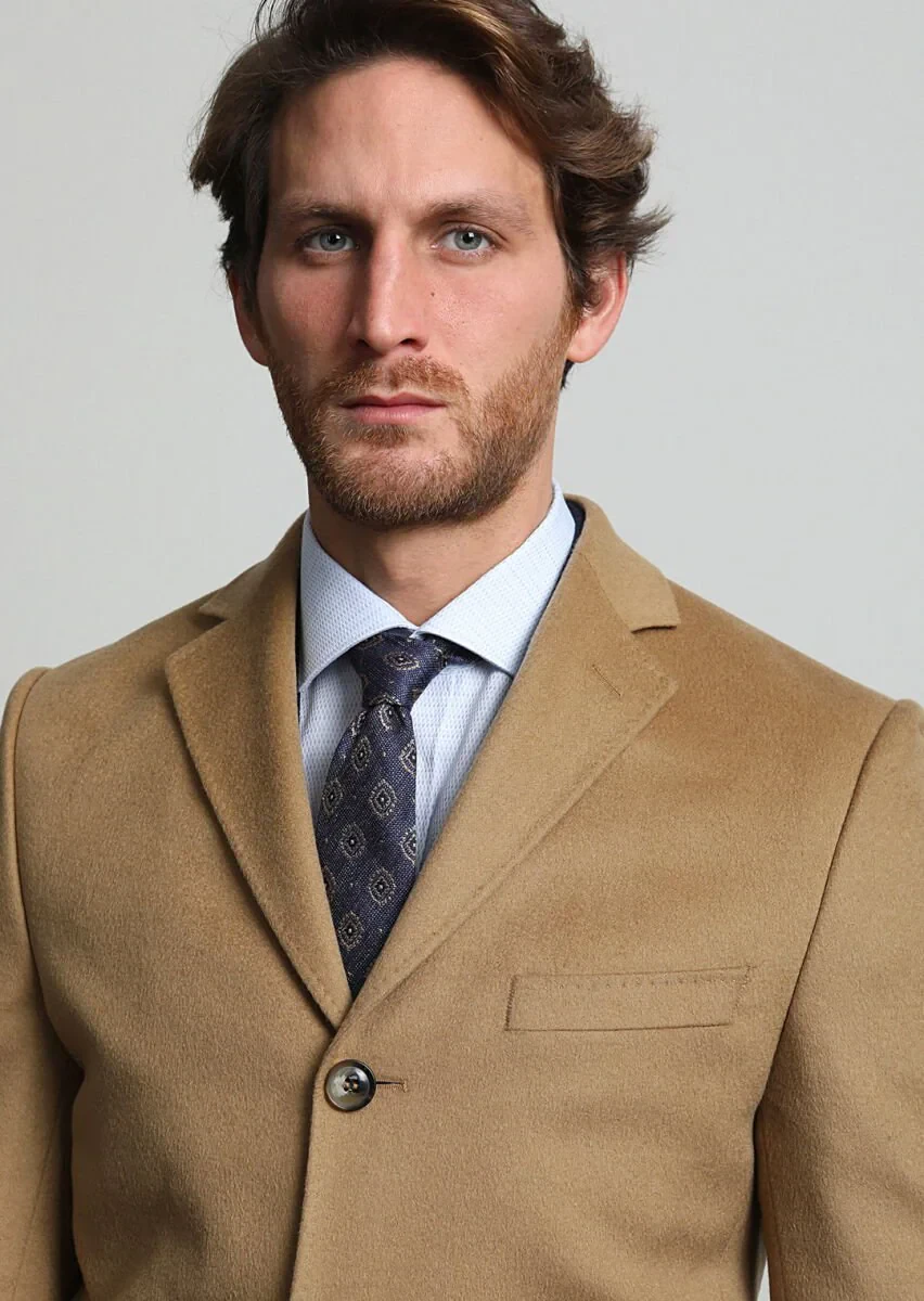 Mink Regular Fit Butterfly Collar Classical Weaving Overcoat - 2