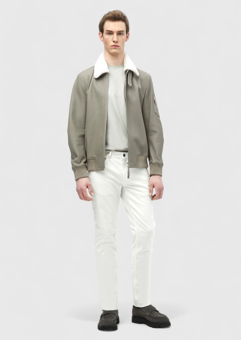 Mink Regular Fit Casual Leather Leather Coat - RAMSEY